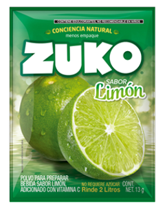 Refresco en Polvo 2L de Limon 12 display x 8 sobres x 13gr Zuko