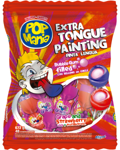 Pop Mania Pinta Lengua Frutas Surtidas 16 Bolsas x 48 Ud 14 g Riclan