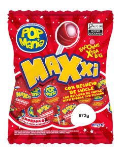 Chupete Pop Mania Maxxi Frutilla/Fresa 12 Bolsas X 24 Chupetes X 28 G Riclan Bol