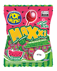 Chupete Pop Mania Maxxi Sandia 12 Bolsas X 24 Chupetes X 28 G Riclan