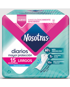 Protectores Diarios Largos Cjx12 Bolsasx15ud Nosotras Producto Familia