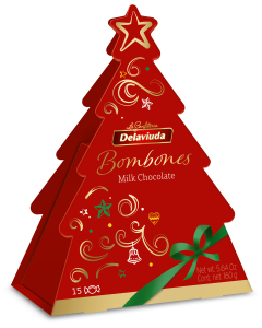 Estuche de Bombones Chocolate con Leche Arbol de Navidad Delaviuda (70767)