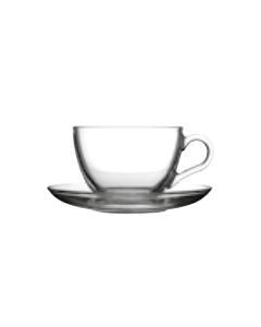 Taza con Plato para Cafe  con leche 8 oz, Linea Basic. Pasabahce.